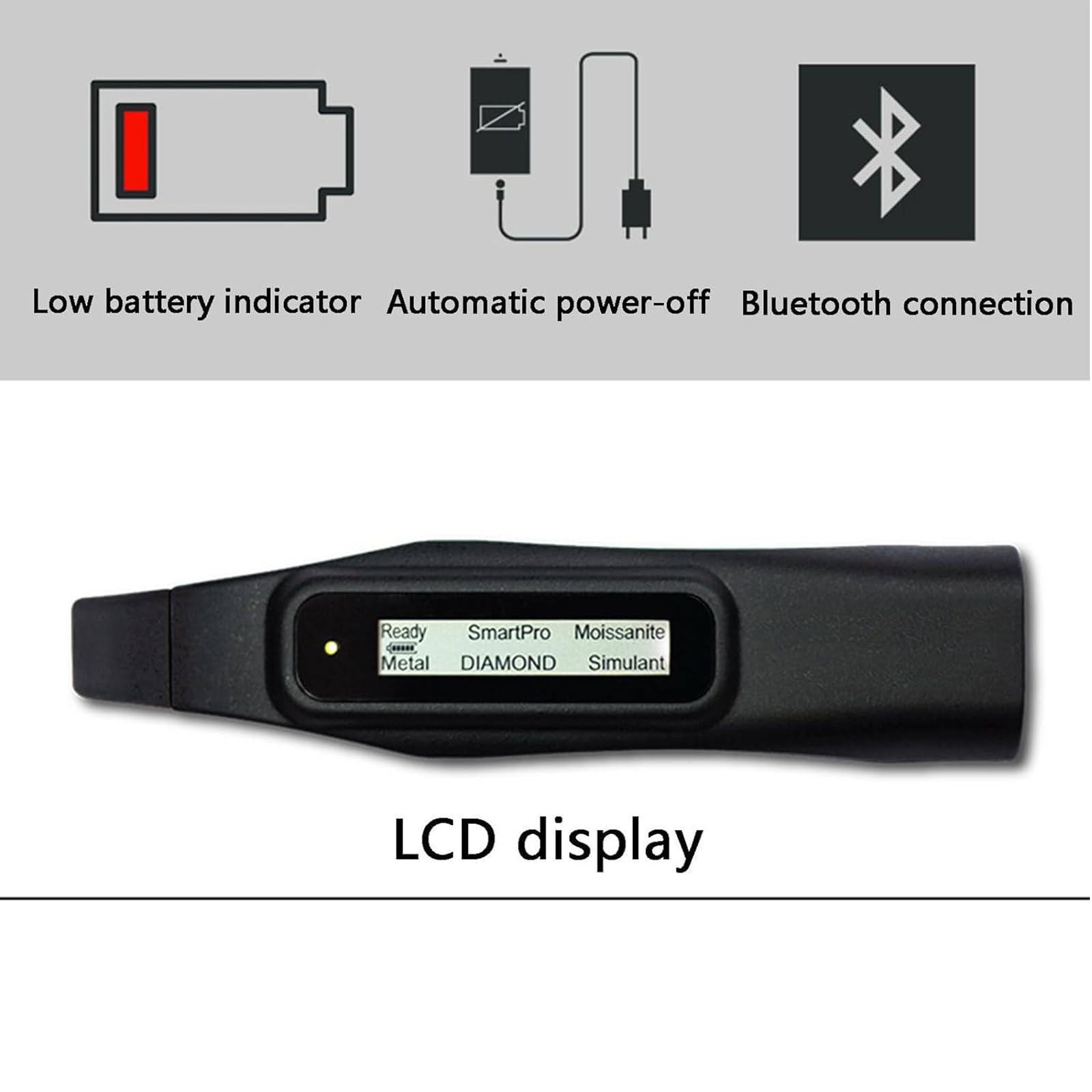 Tester Kamieni Jubilerskich,Precyzyjny Miernik Jubilerski,Z Wyświetlaczem Lcd,Wysuwaną Końcówką Sondy Termoelektrycznej,Do Diamentów,Moissanitów,Metali I Kamieni Szlachetnych