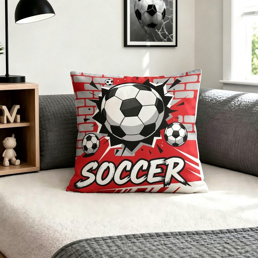 Pop Art Soccer Throw Pillow Covers -16x16