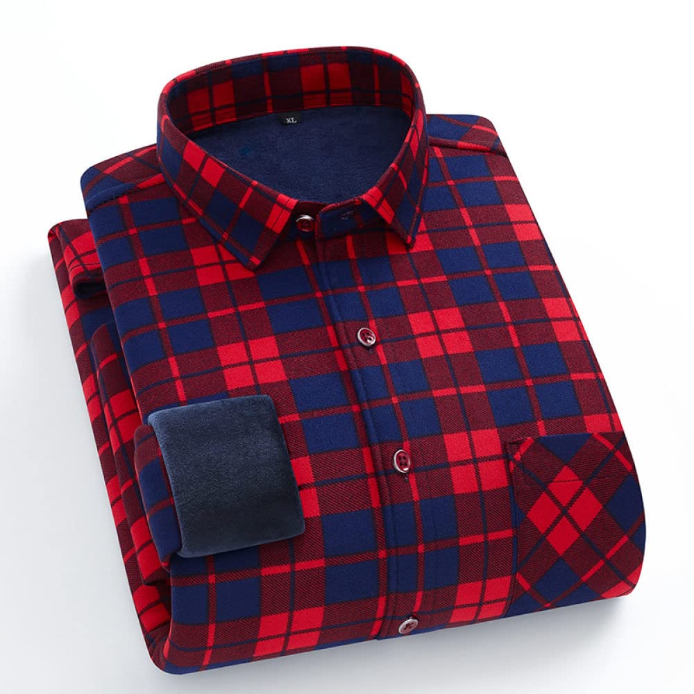 LIRU Flanellhemd Damen,Herren Thermohemd Rot Kariertes Hemd Warm Flanell Hemd Gebürstetes Hemd Winter Holzfäller Arbeitshemd Für Herren Langärmliges Sweatshirt,XXL