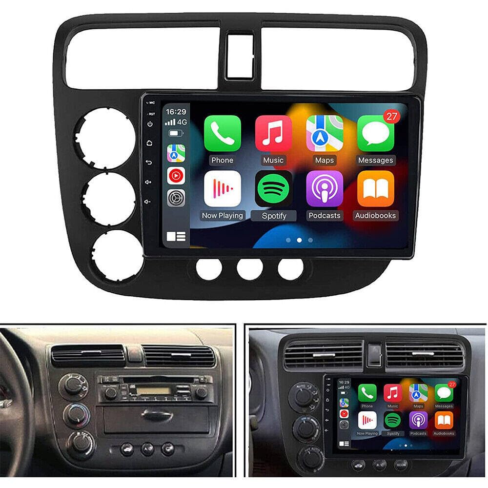 Alikali 9inch 2+32G Car Stereo Radio for Honda Civic 2000-2005 2004 2003 2002 2001 Built-in GPS Wireless with CarPlay/Android Auto/MirrorLinkHD IPS