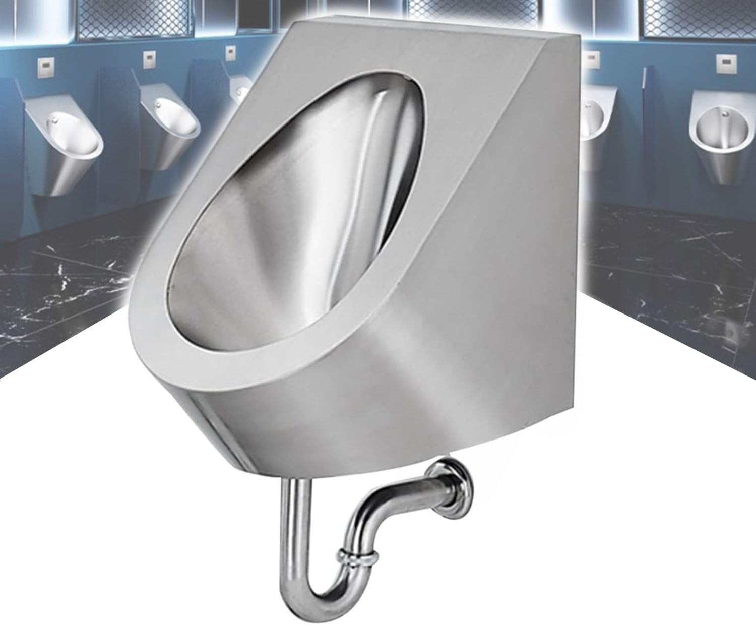 iumLeap Bar Urinals 304 Stainless Steel Urinal,Wall Mounted Men's Bathroom Urinal,Family Bathroom Toilet with Flush Valve,Intelligent Induction Design,WallPipe (Wallpipe)