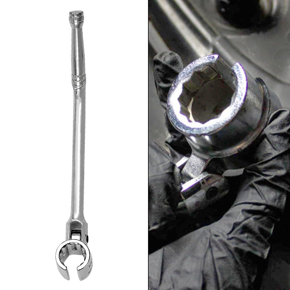 Niceminiwall Chiave per rimozione sensore Lambda da 22 mm, strumento di smontaggio in acciaio al cromo vanadio, testa rotante a 180°, impugnatura ergonomica curva per piccoli spazi