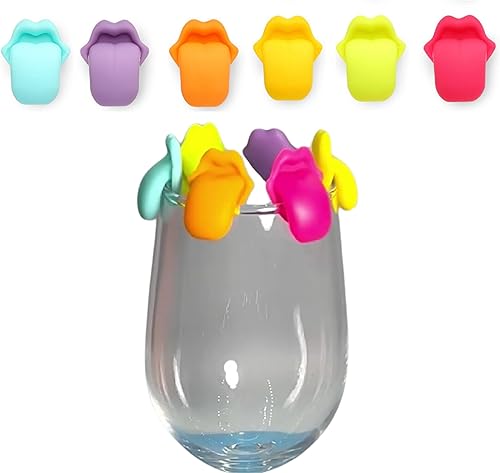 Paquete de 6 marcadores de copa de vino y marcadores de bebida, da rienda suelta a la creatividad en cada sorbo con vibrantes dijes de vino para