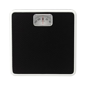 Taylor Analog Bathroom Scale for Body Weight, White with Black Mat, 300 lb Capacity in 1 lb Increments, 9.8 x 9.8 in Platform,