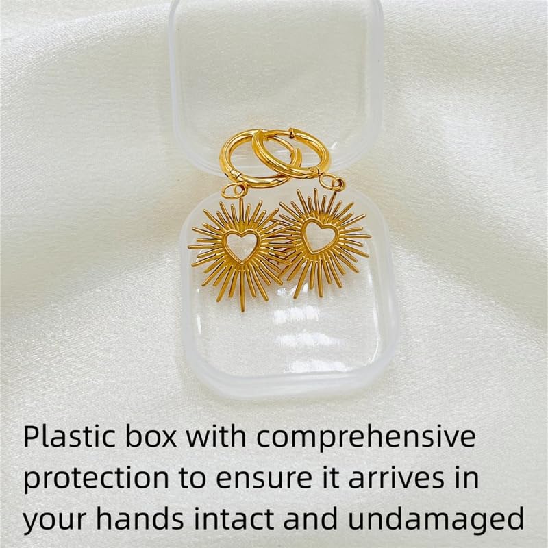 Heart Sunburst Dangle Hoop Earrings, Cute gold Plated Earrings, Fashion Personality Jewelry For Women4
