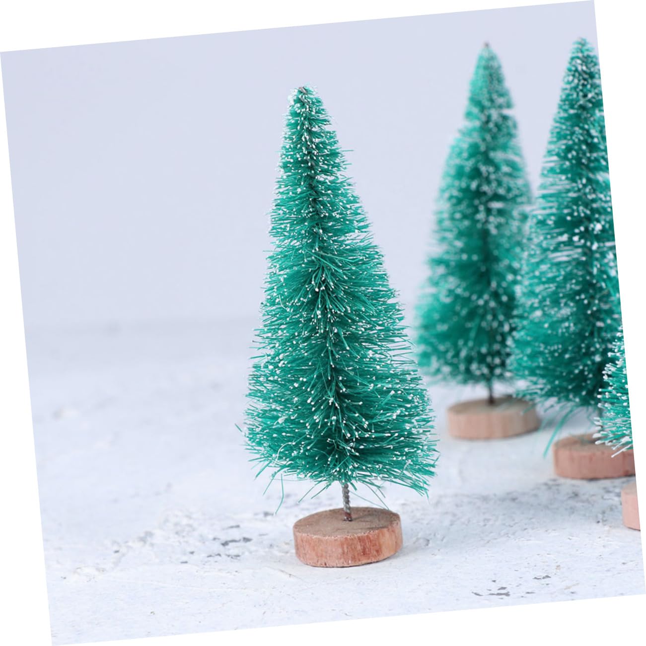 24pezzi Albero di Natale Mini Realistico Blu-verde Ornamento Creativo da Tavolo con Supporto in Legno per Decorazioni Natalizie Regalo da Scrivania