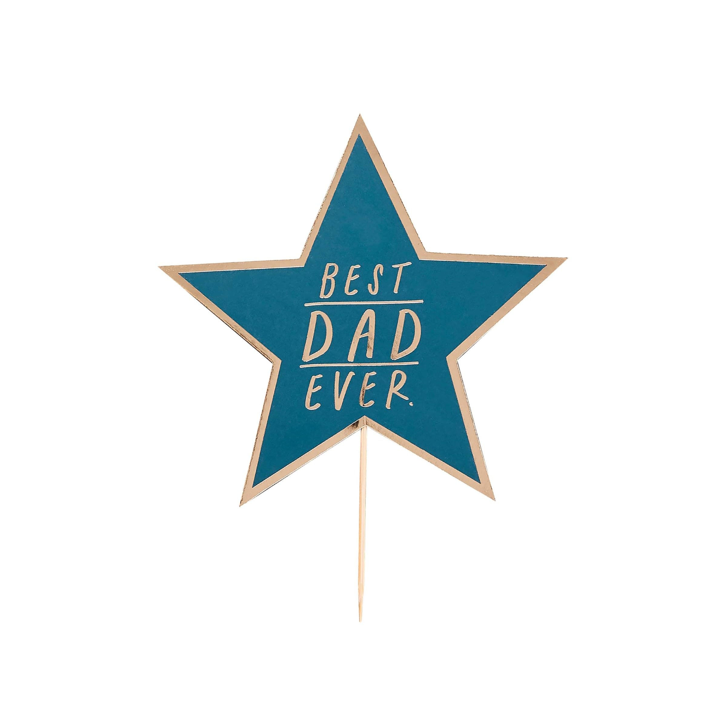 Best Dad Ever Star Card Cake Topper, Navy Father's Day Cake Decoration