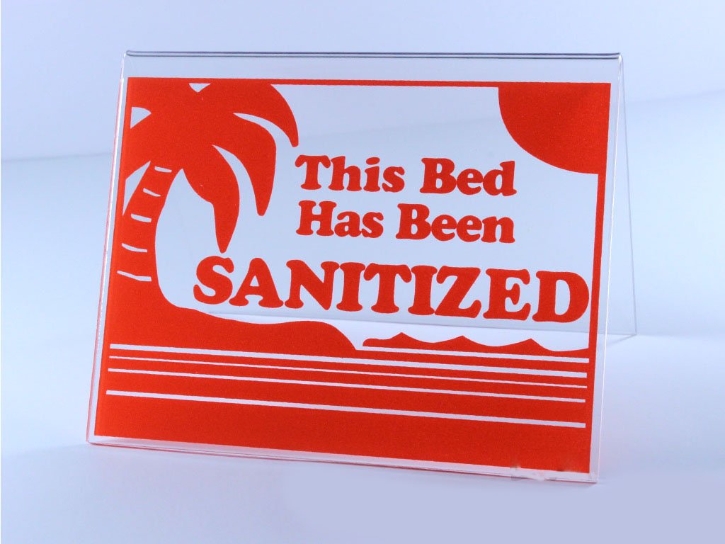 Amazon.com: Acrylic Sign"This Bed Has Been Sanitized" 3" x 4.5"Orange  Lettering For Tanning Salon : Office Products