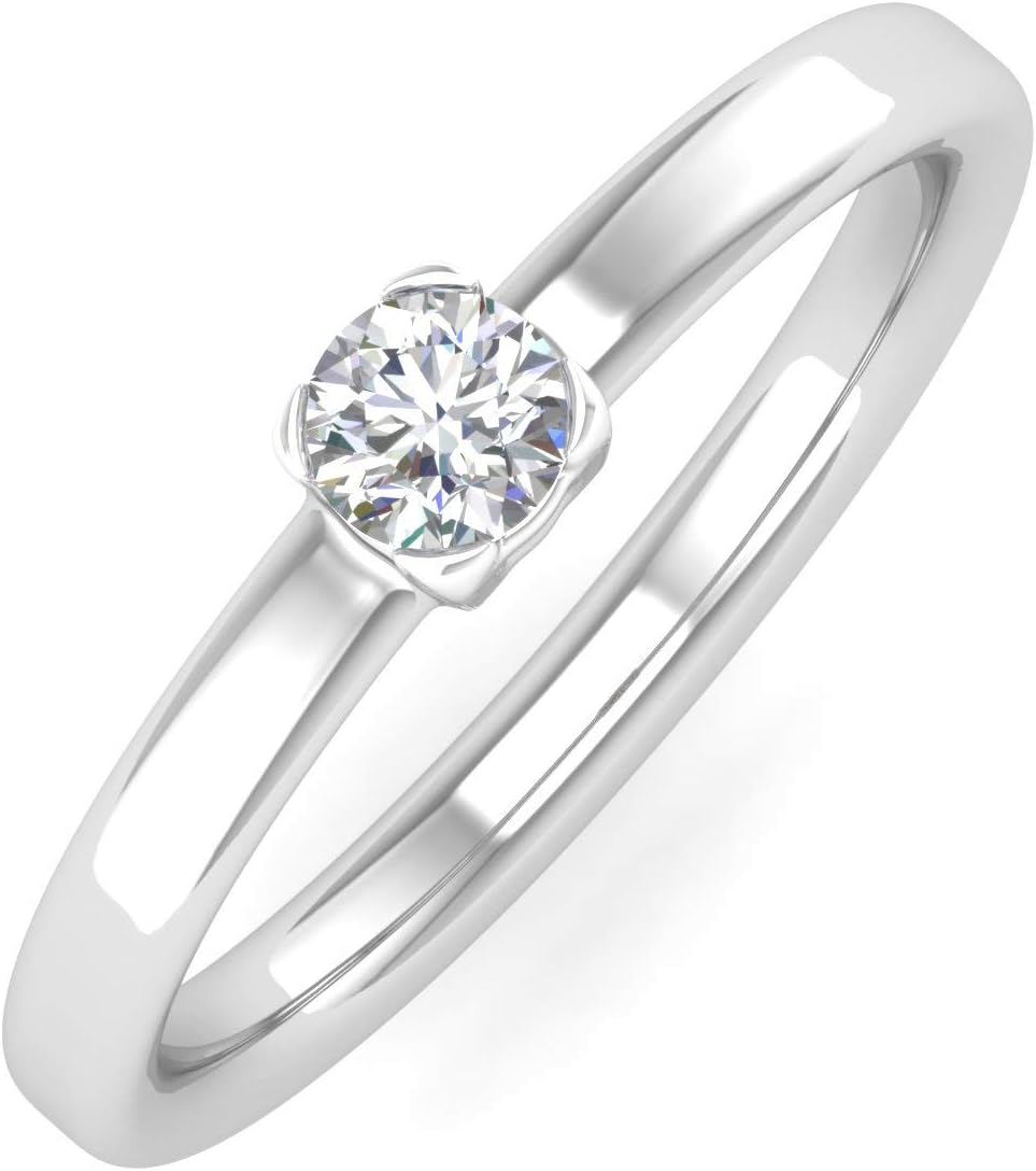 1/5 Carat Round Cut Solitaire Diamond Engagement Ring in 14K Gold (I1-I2 Clarity)