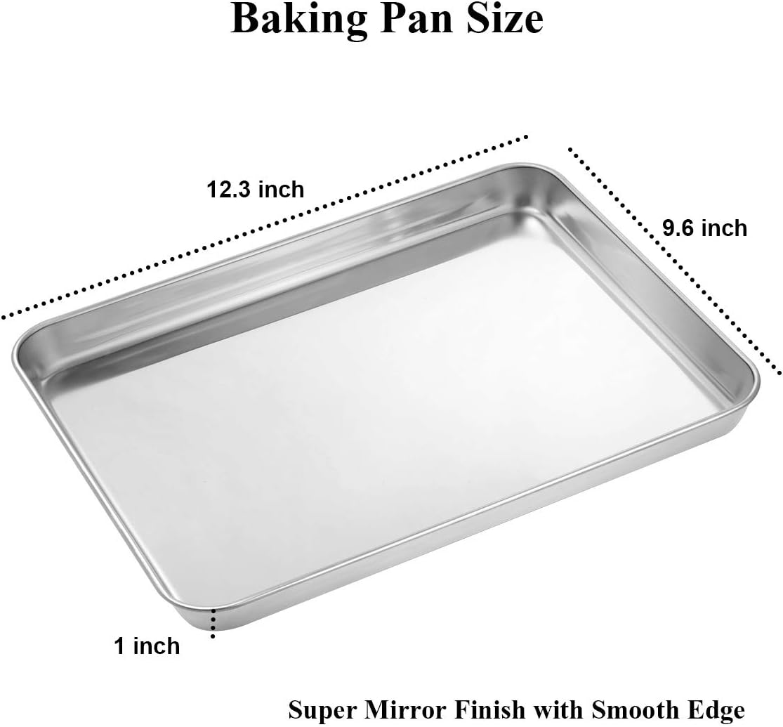 Wildone Baking Sheet with Rack Set [2 Sheets + 2 Racks], Stainless Steel Cookie Pan baking Tray with Cooling Rack, Size 12 x 10 x 1 Inch, Non Toxic & Heavy Duty & Easy Clean - Image 4