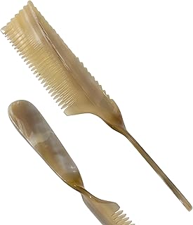 Natural Ox Horn Hair Styling Comb – Handmade Double-Sided Anti-Static Barber Comb for Men & Women – Smooth Detangling & Sectioning Tool for Curly, Straight Thick Hair – Gentle Scalp Massage