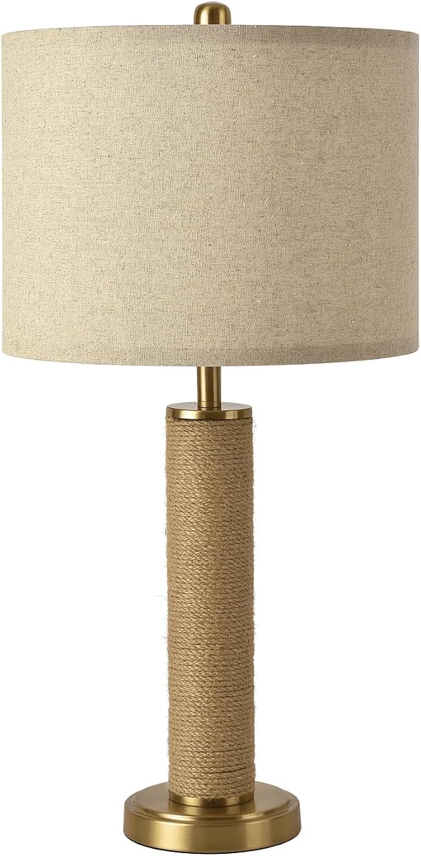Boho Table Lamp for Bedroom, Brass Gold Wicker Table Lamp, Suitable for Small Space, Farmhouse Boho Lamp, Rustic Design Desk Lamp for Kitchen Counter, Bedside, Bedroom, Nightstands Decor