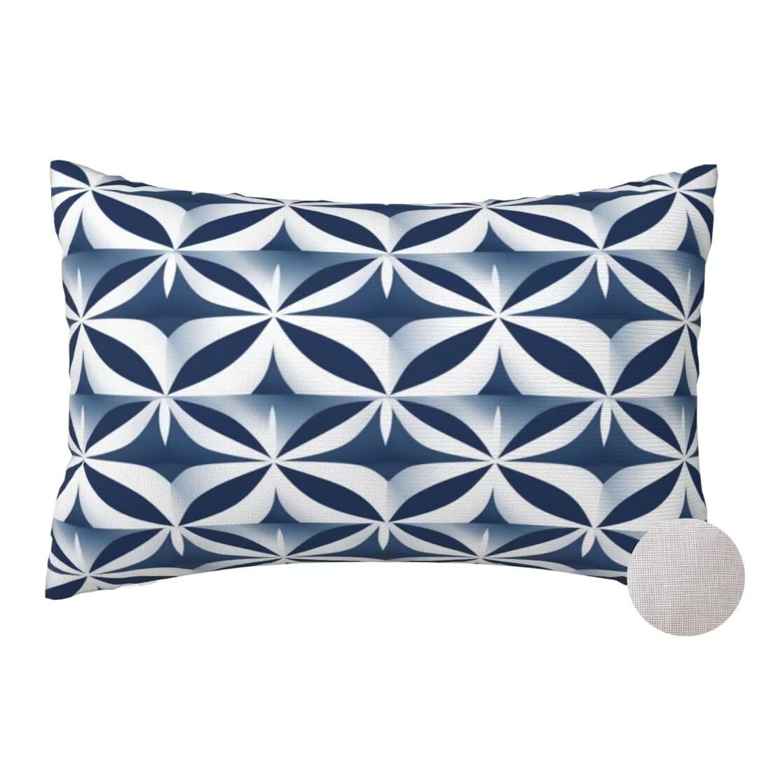 2er Set Samt Kissenbezüge 70x90 Cm - Dunkelblau Mit Rattan-Muster Für Wohnzimmer Deko