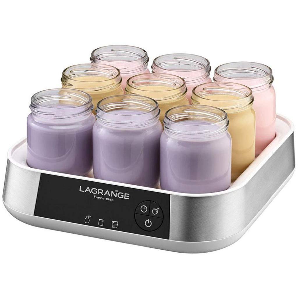 LAGRANGE 459601 Yaourtière-Fromagère – 9 pots - 4 faisselles - Programmable 15h - Écran tactile rétroéclairé - Compacte - Fabrication française