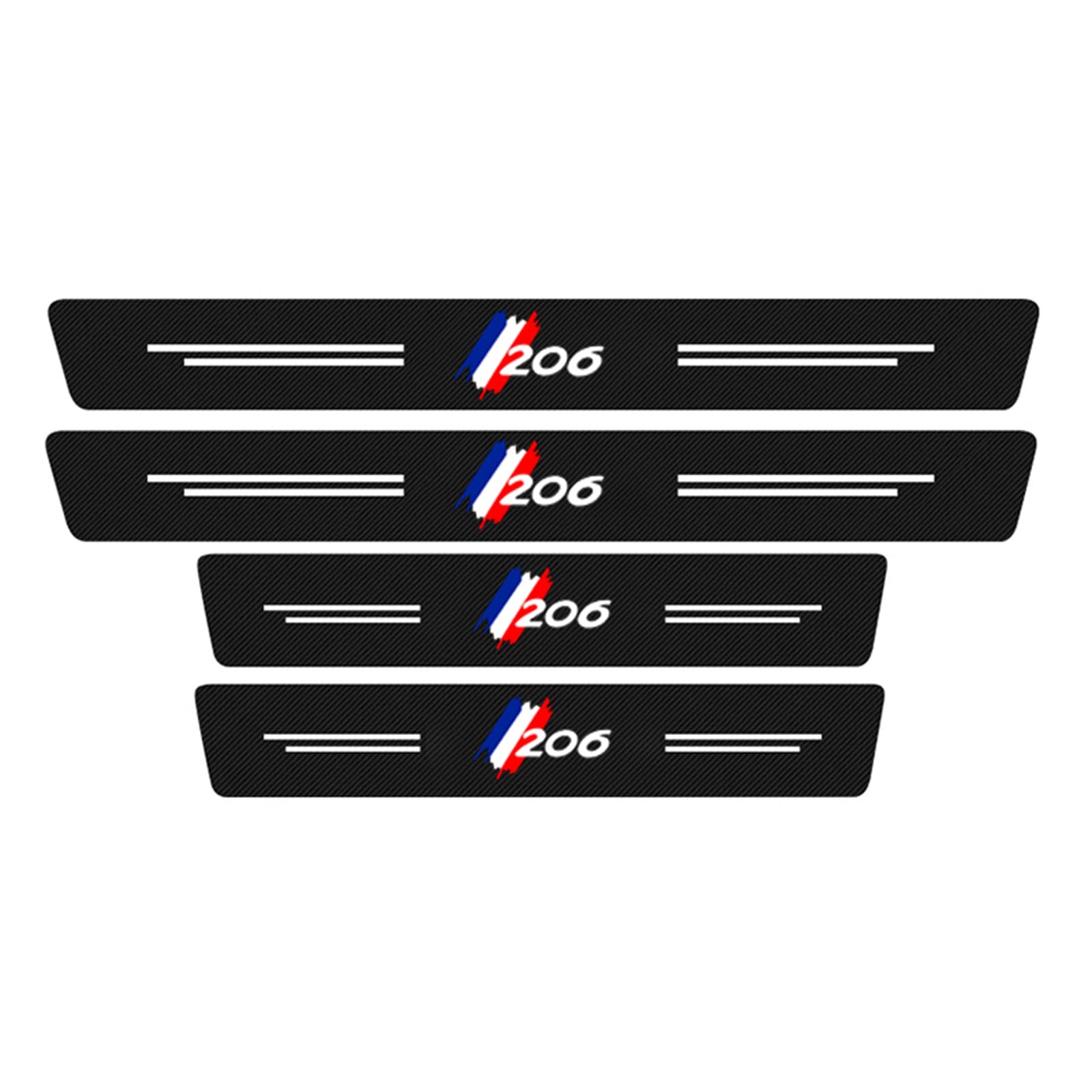 Eagleg 206 4Pcs Car Door Sill Protector Strips For Peu-Geot 207 307 308 3008 4008 5008 Gt Line, Carbon Fiber Automobile Threshold Kick Plate Guard Sticker Styling Decor Accessories,
