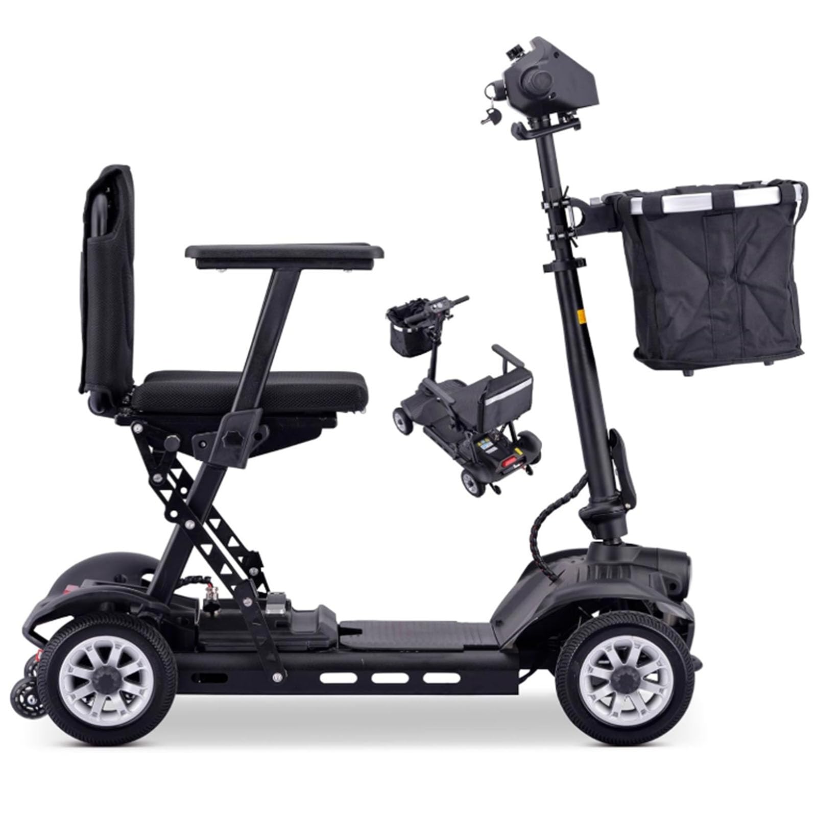 BCBKD Scooters De Movilidad, Scooter De Movilidad Ligero Y Plegable De 4 Ruedas - Duración De La Batería De hasta 20Km Carga 150 Kg Asiento Cómodo - Ideal para Personas Mayores Y Discapacitadas