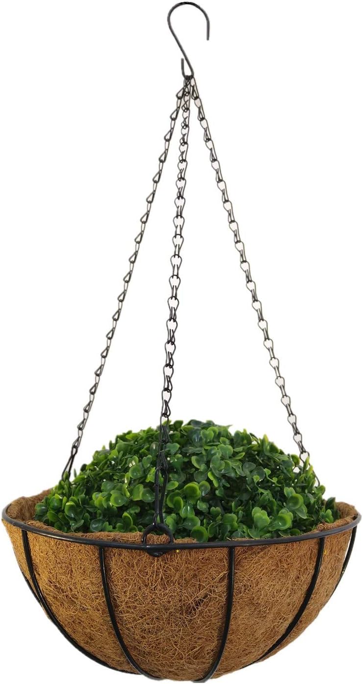 Home and Outdoors Silk Chain Hanging Basket Flowerpot Flowers Artificial Daisy Red Flowers and Pink Flowers (Medium Basket)