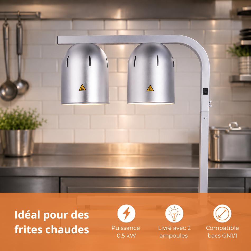 Chauffe Frites Professionnel - 2 Lampes Infrarouge