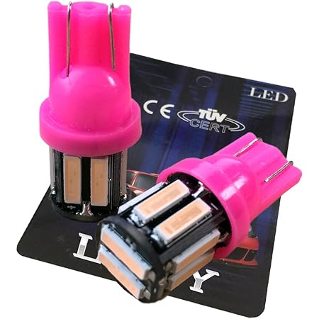 Amazon Limey T10 Led ポジションランプ ピンク パープルピンク 爆光 10連 5w ポジション灯 ナンバー灯 ルームランプ バルブ 車 バイク 2個入 車 バイク 車 バイク