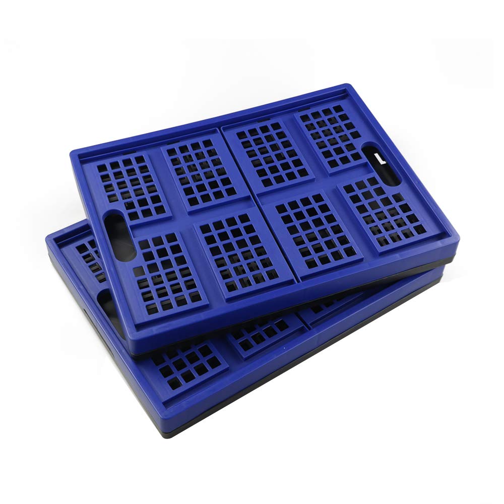 Hespapa - Cassette pieghevoli in plastica blu da 35 litri, contenitori per latte pieghevoli, confezione da 2