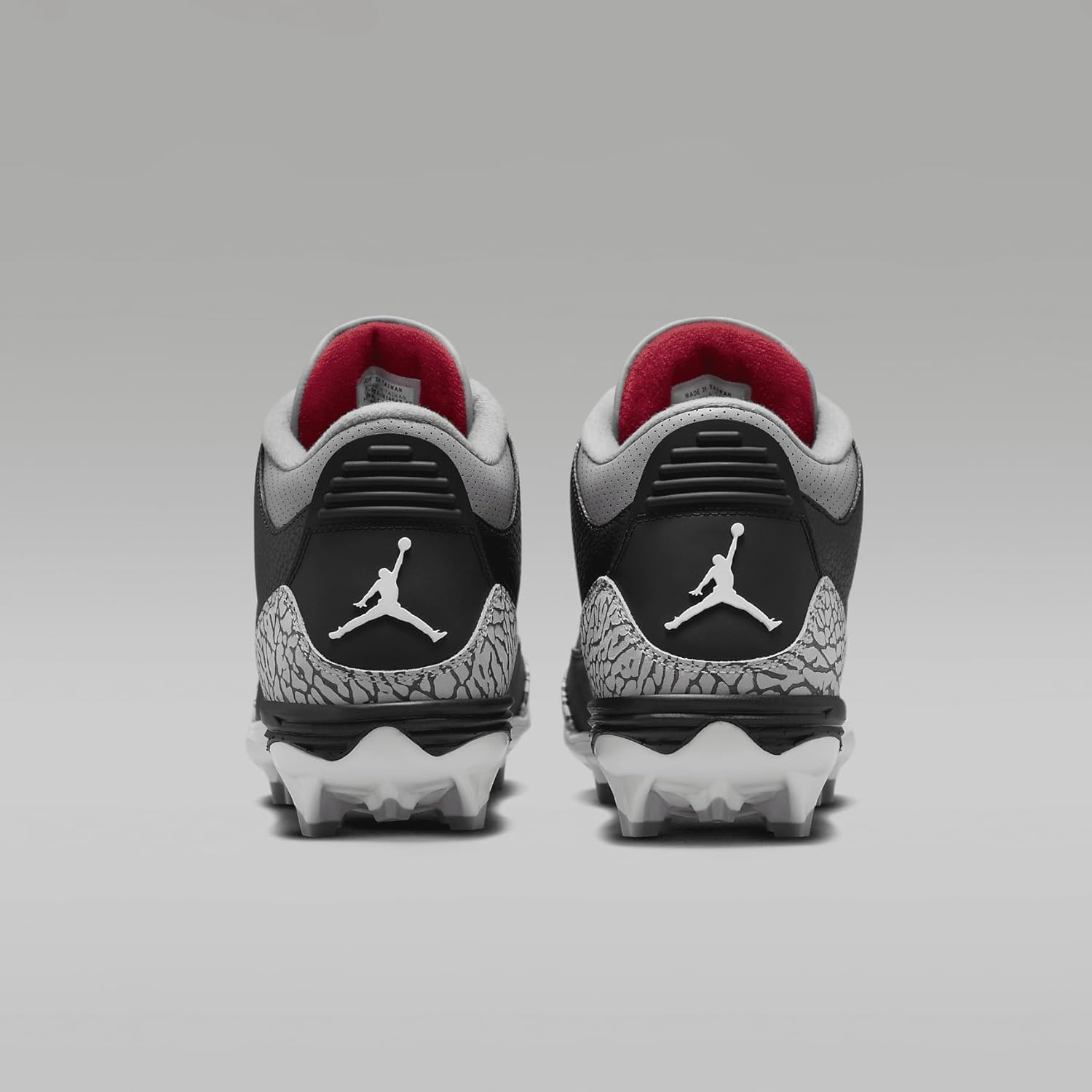Jordan 3 Mid TD Men's Football Cleats (FZ8626-001, Black/Cement Grey/White/Fire Red) Size 10