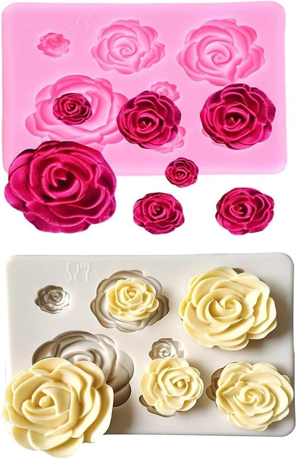 2PCS Rose Flowers silicone molds Cake Chocolate Mold wedding Cake Decorating Tools Fondant Sugarcraft Cake Molds by ORIONE - Used condition - US$6.76
