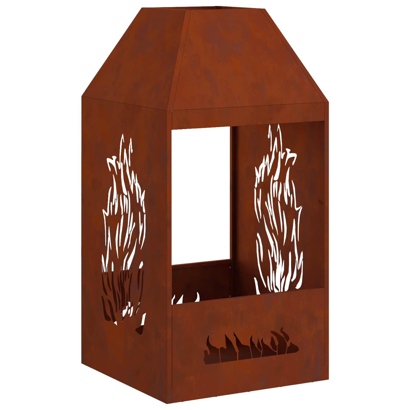 Braciere Ruggine 50 x 50 x 100 cm Acciaio Corten