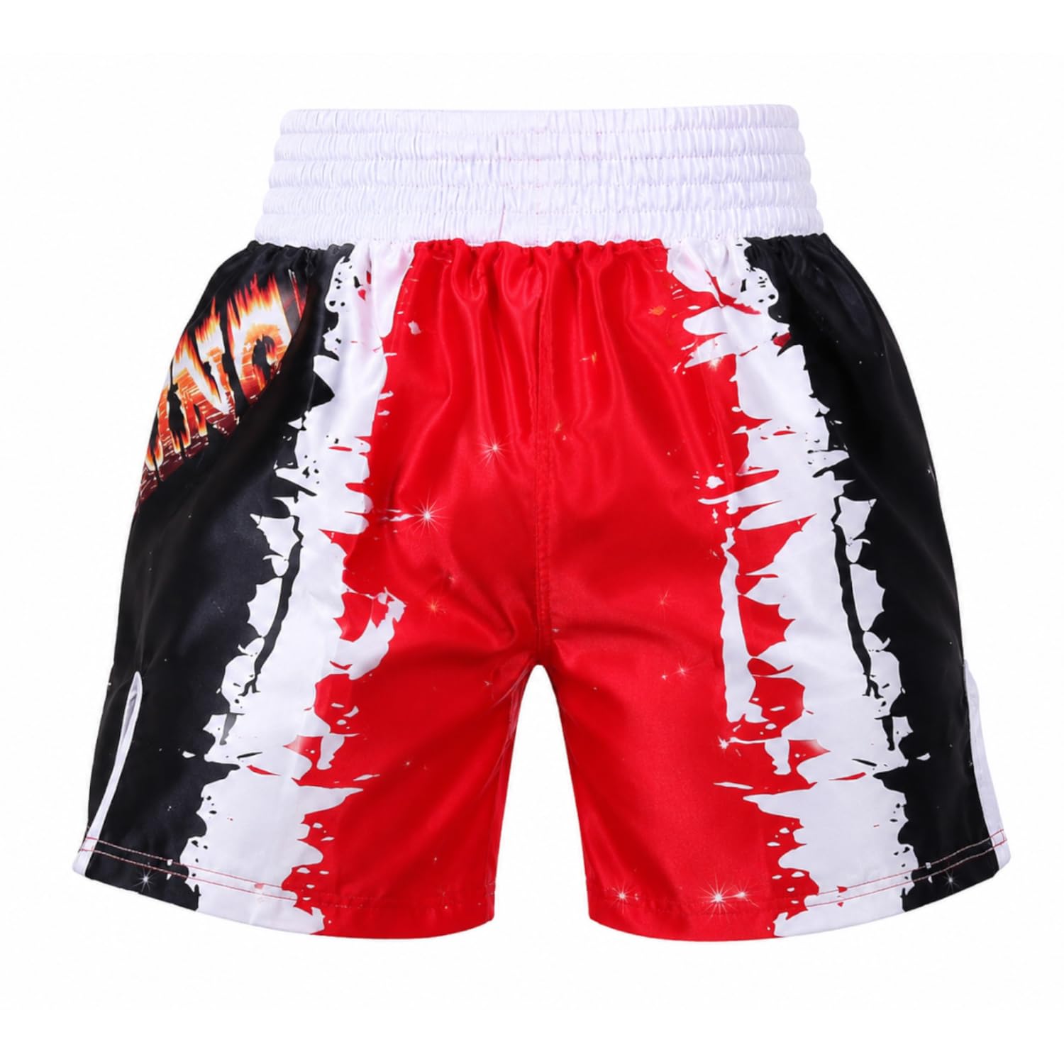 Dragon Do Kickbox Hose Rot Satin Kickboxen Shorts für Herren Kampfsport Hose mit Seitenschlitzen für Muay Thai MMA