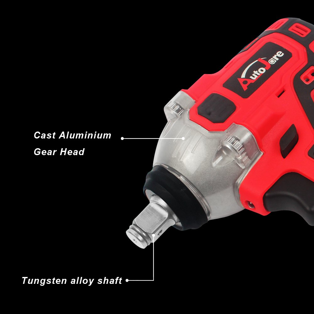 AUTOJARE Cordless Impact Wrench Kit 1/2 inch,Electric Powerful