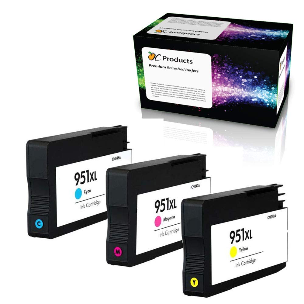 OCProductsRefilled Ink Cartridge Replacement 3 Pack for HP 951XL for Officejet Pro 8610 8600 276DW 8100 8615 8620 (1 Cyan 1 Magenta 1 Yellow)