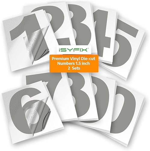 Vista 150 de iSYFIX - 2 juegos de calcomanías de números de 4 pulgadas, calcomanías de vinilo de alta calidad troqueladas y precortadas para buzón, ventanas, Oro