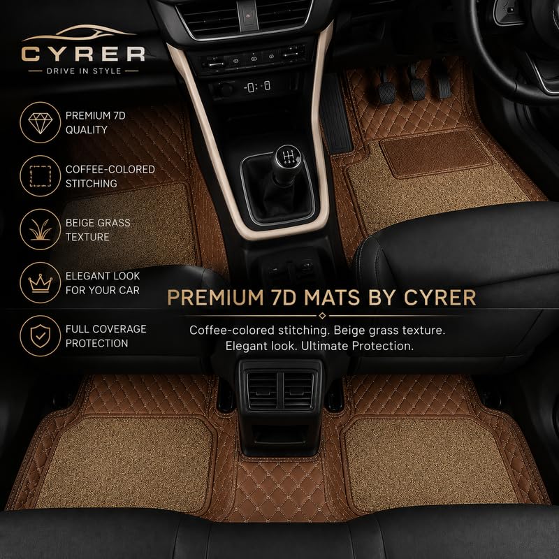 Image of Premium 7D car mat Full Set for Toyota Fortuner (Model : 2012-2016) Luxury Leather Double Car Floor Mat Complete Set || 100% Waterproof and Washable Color : Coffee