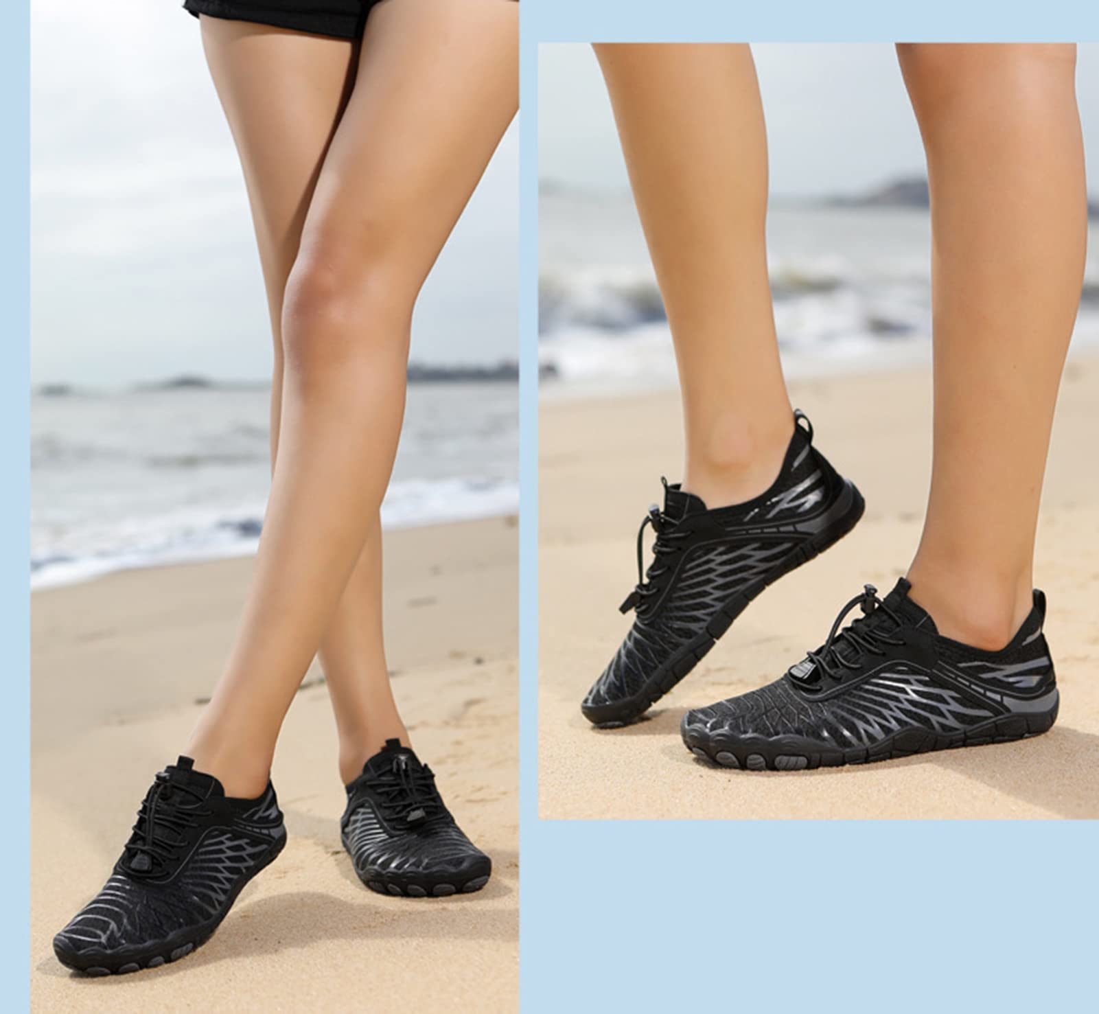 Malla Compuesta, Zapatos Acuáticos Descalzos, Zapatos De Playa De Natación De Secado Rápido para Hombres Y Mujeres, Zapatos De Vela Antideslizantes, Zapatos Ligeros(39 EU, Black)