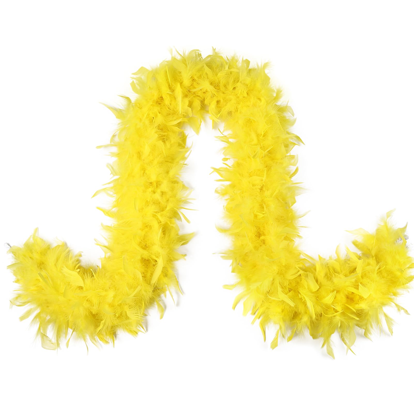 MAOFENG Chandelle Turkey Feather Boa 2 Yards 80g for Halloween Dancing Wedding Party DIY Craft Costume Decoration Feather Boa,Yellow — image 1