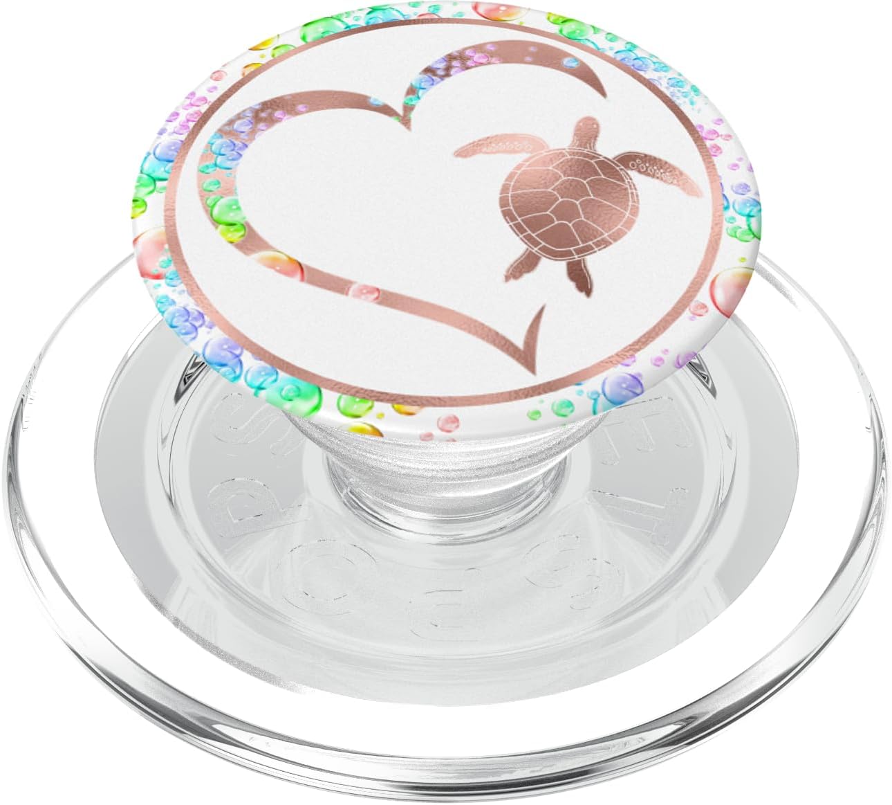 Rose Pink Sea Turtle and Heart PopSockets PopWallet for MagSafe