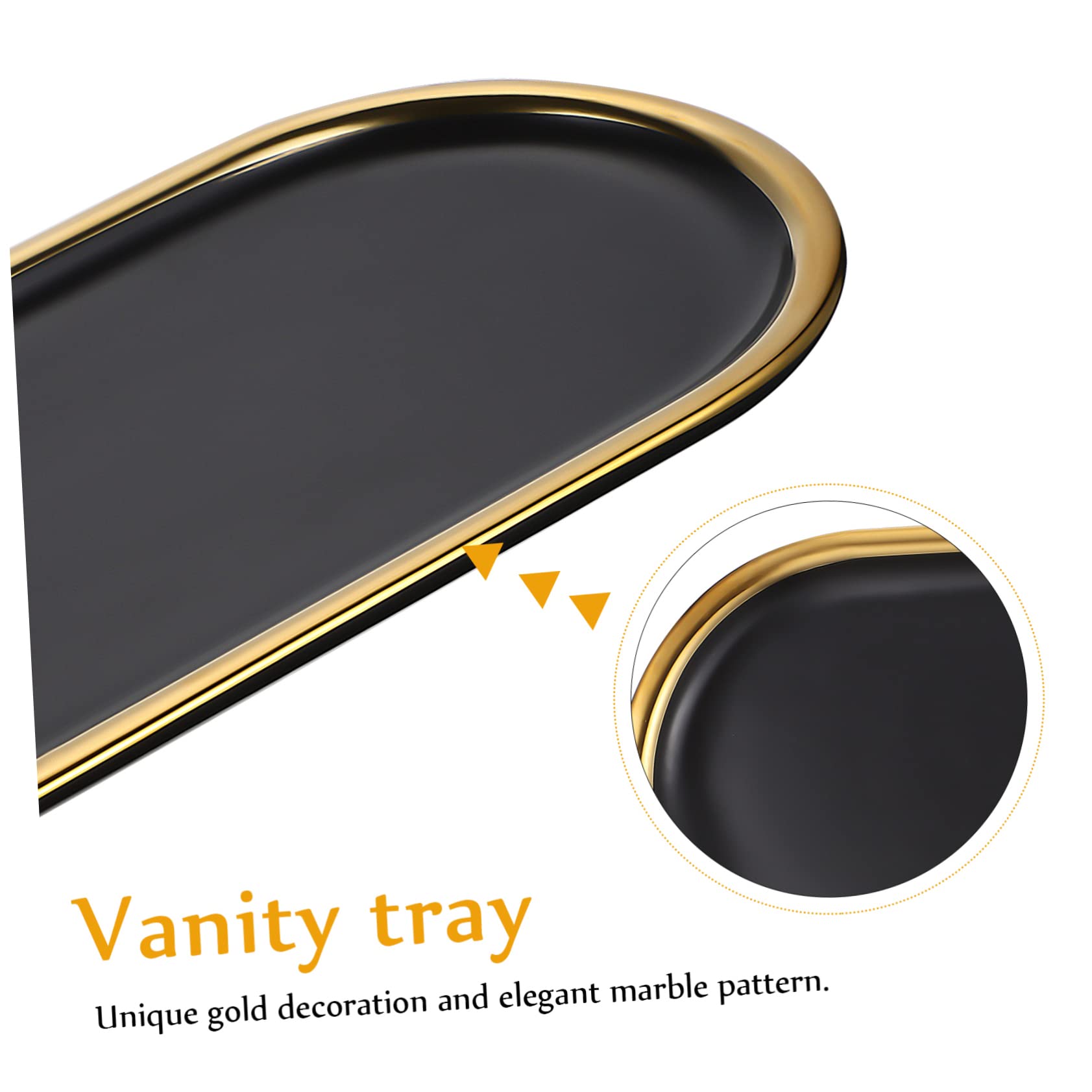 Lot de 2 Plateaux de Toilette en Marbre, Forme Ovale, Finition Brillante, pour Salle de Bain, Rangement Décoratif Élégant, Facile à Nettoyer
