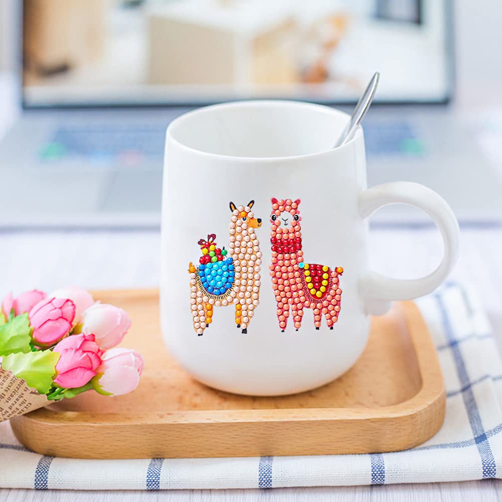 MEZHEN 5D Diamond Painting Alpaca - Kit Adesivo Con Perline Per Bambini, 17 Pezzi, Tema Animali E Cactus - 2