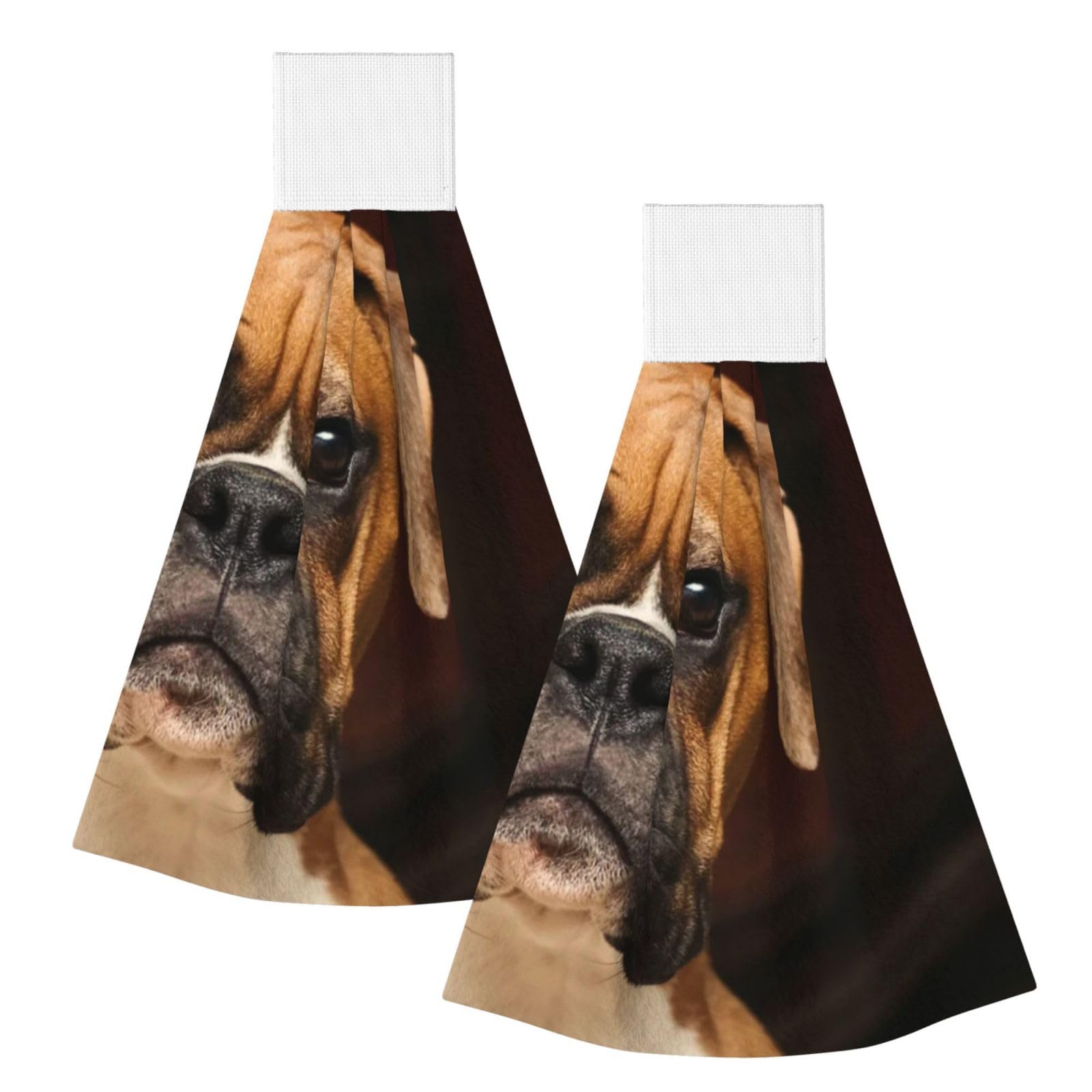 DOPKLNA Boxer Dog, 2 Pcs Hanging Coral Fiber Hand Towels for Bathroom, Absorbent Kitchen Towels