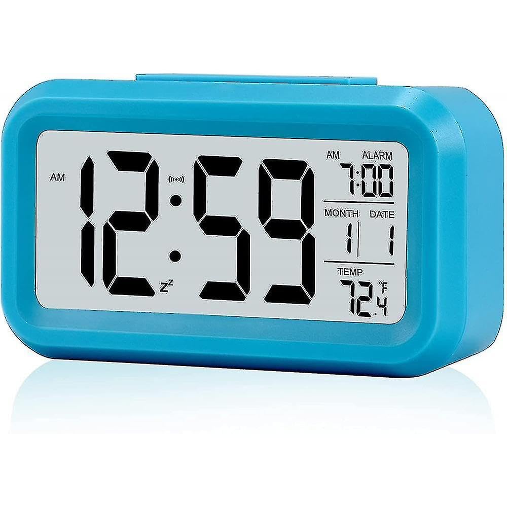 JOYHAPPST Smart Night Light Digital Alarm Clock With Indoor Temperature, Battery Operated Desk Small Clock
