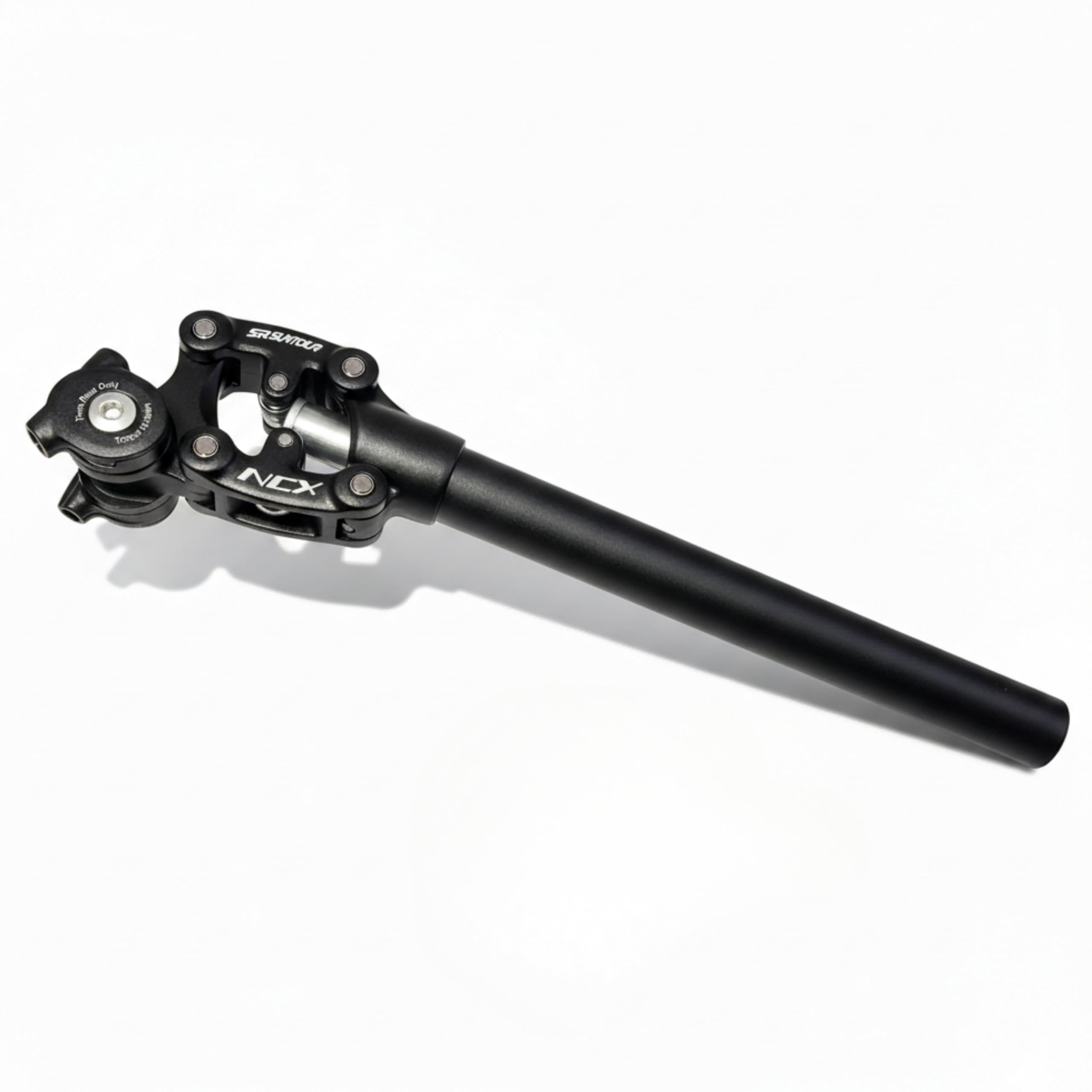 Suntour SP26-NVX Parallelogram Spring Seatpost, Spring-Loaded Aluminium Seatpost, Black, Shock Absorbing, Perfect for Trekking, City (Diameter 30.9 mm x 350 mm, Hard Spring (90-120 kg Rider Weight))