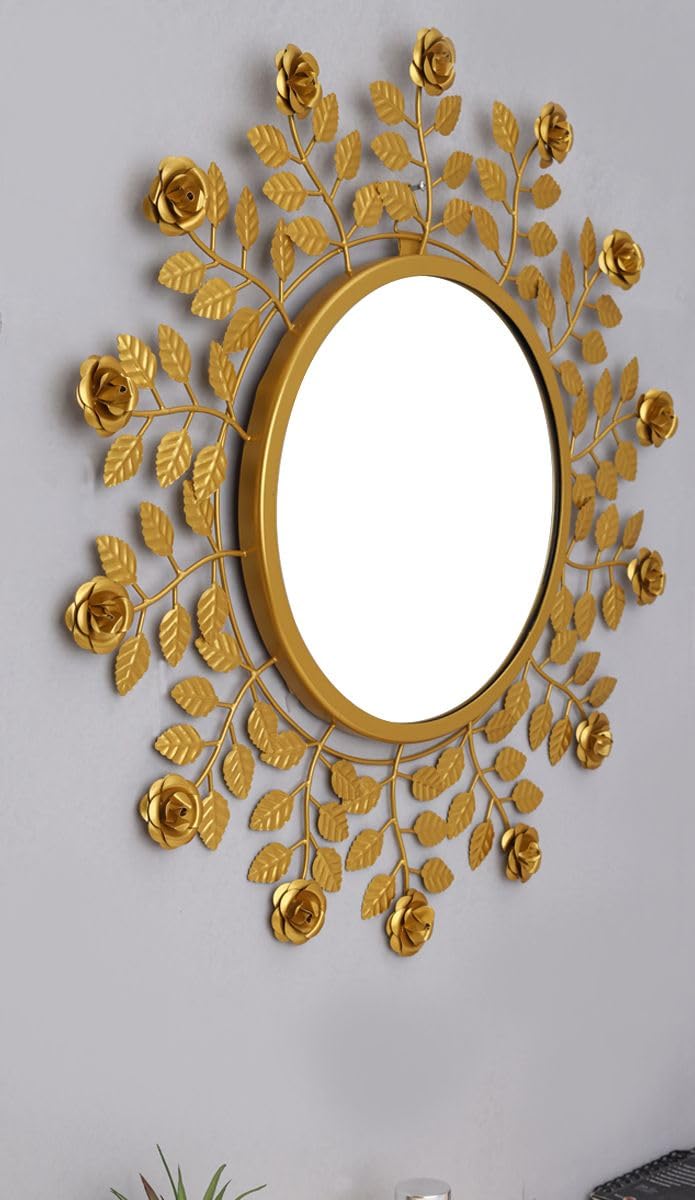 Golden Flower Mirror - Iron Framed Wall Decor -7