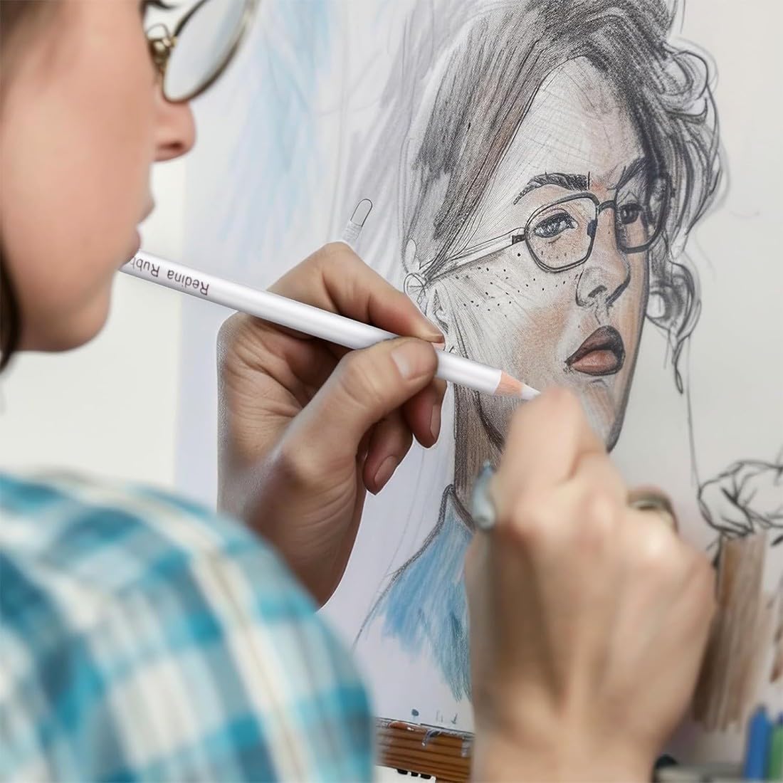 6 Piezas Blanco Lápiz de Borrar Suave Fácil de Transportar e Sujetar de Madera para un Borrado Fino para Dibujo, Alto Brillo, Bocetos y Manualidades para Principiantes y Artistas de Dibujo