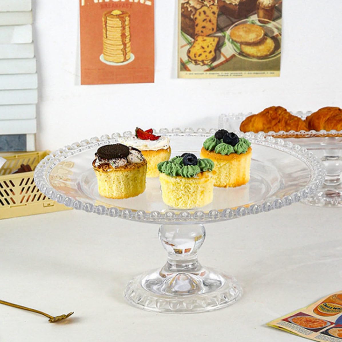 BESPORTBLE Vassoio Portafrutta in Vetro Creativo Stile Europeo per Casa | Superficie Testurizzata, Spessore Evidente, Adatto All’uso Quotidiano e Cene in Famiglia
