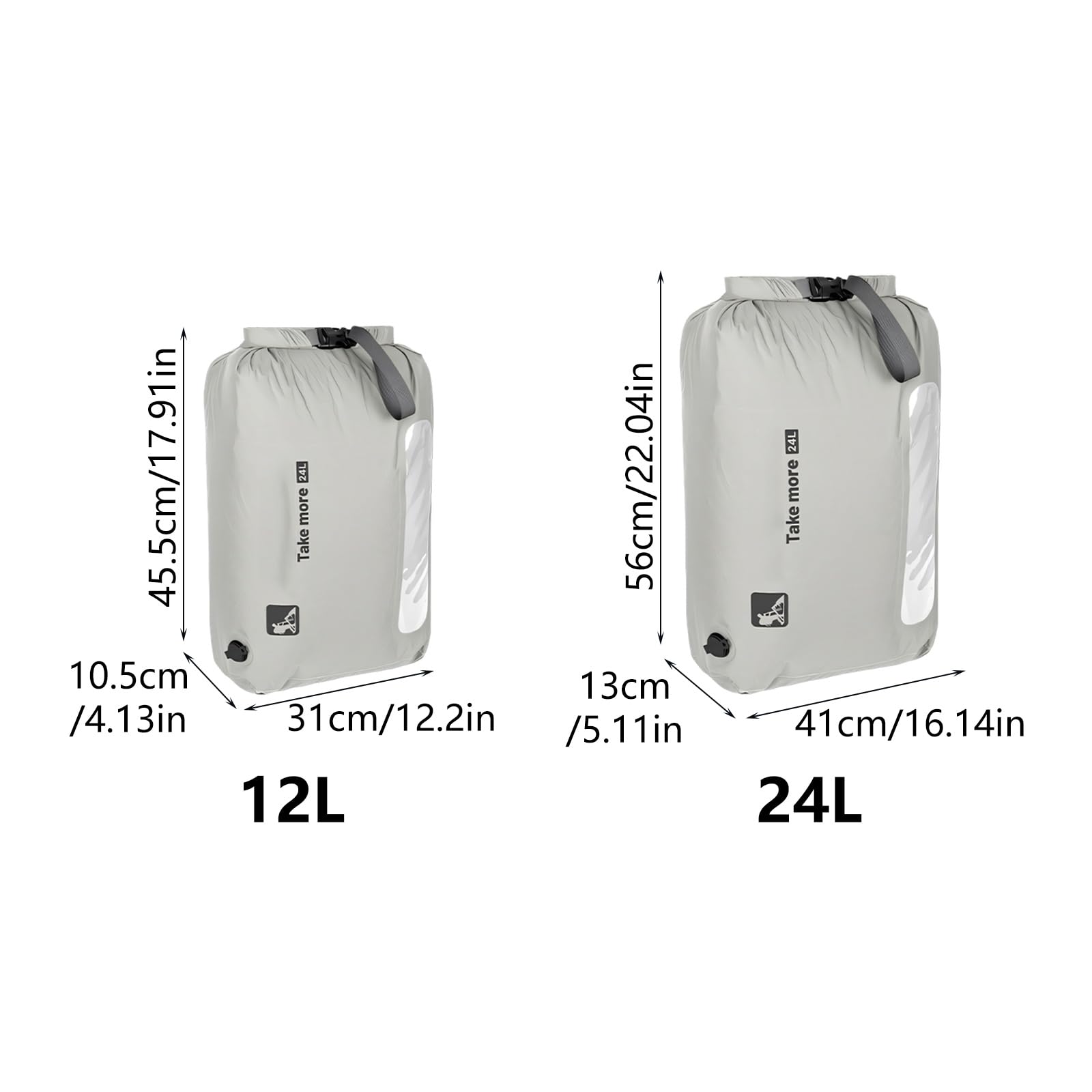 Sac de rangement sous vide de grande capacité 12 L/24 L avec fenêtre transparente facile à identifier - Convient pour la randonnée, les voyages - Sac de compactage sous vide