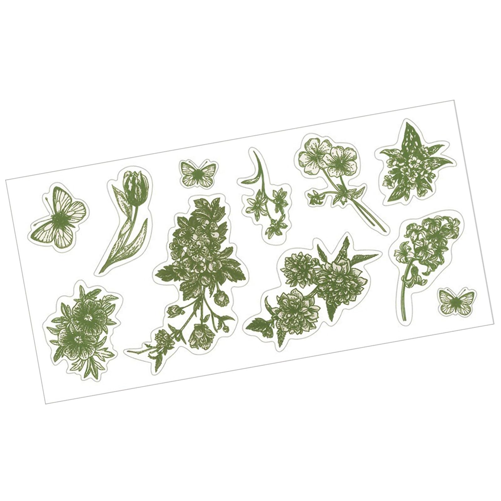 Butterfly Customizable DTF Transfer Sticker for Clear Glasses Cups Wraps Tumblers Bottle Decal Labels Green Flower DTF Transfer Sticker