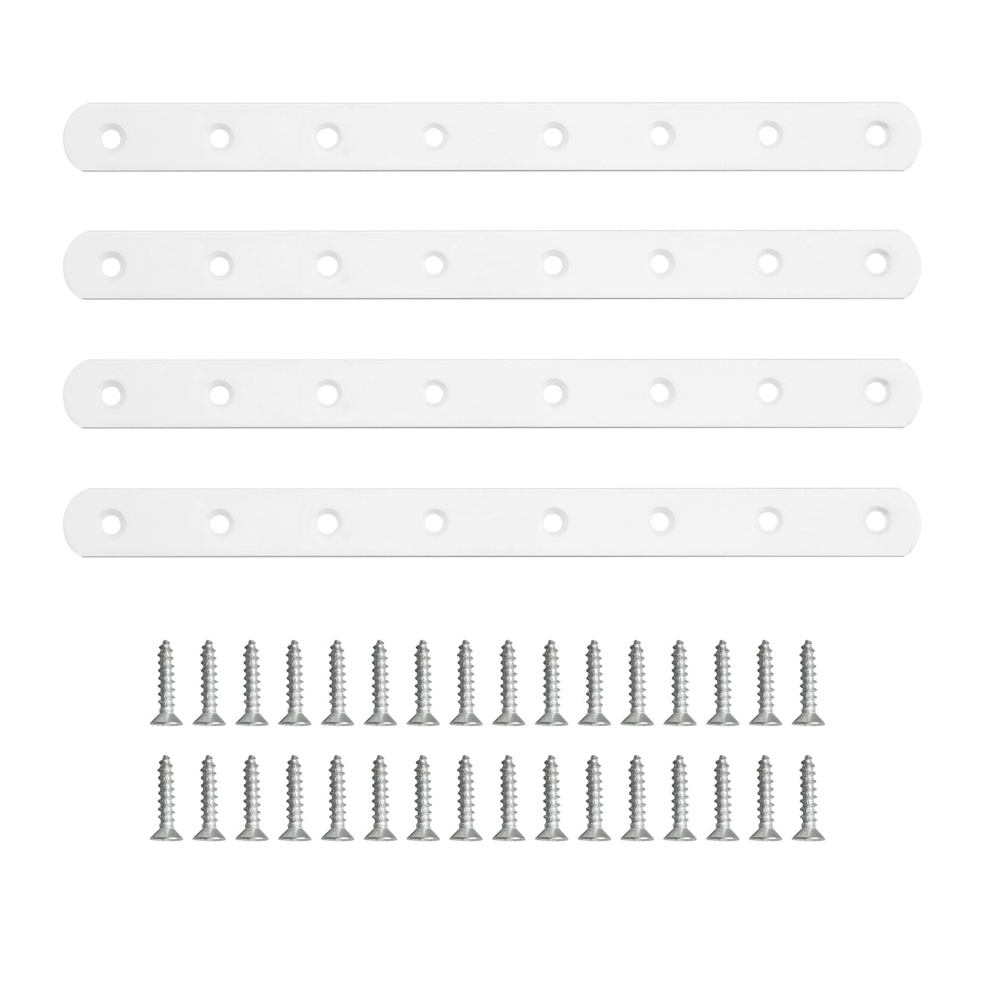 Sayayo Metal Brackets for Wood Mending Joining Plates Flat Straight Brace Sleeper Brackets, 4MM Thickened Stainless Steel White, 4PCS (250 X 19MM)