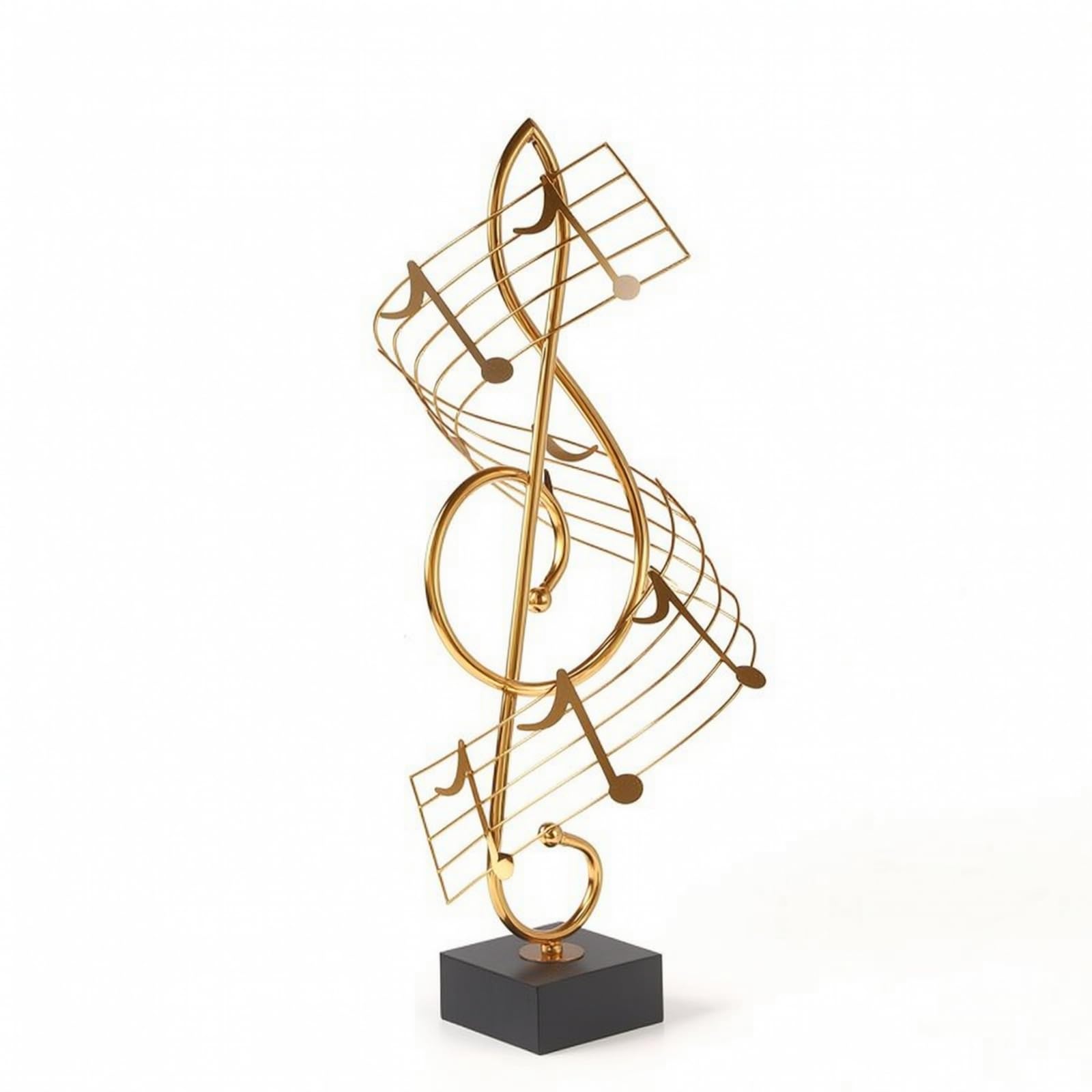 Colcolo Nota Musicale Decorativa Scultura Statua Ornamento Figurina con Spirale a Filo Metallico E Base Quadrata Stabile Estetica Moderna Essenziale Adatta a, Nota Musicale Media Dorata