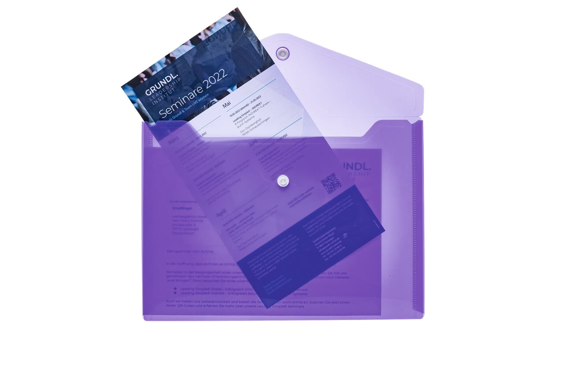 HERMA 20061 Document Wallets A5 Transparent Purple Pack of 5 Small Transparent Pockets Envelopes with Press Stud Fastener - Image 4