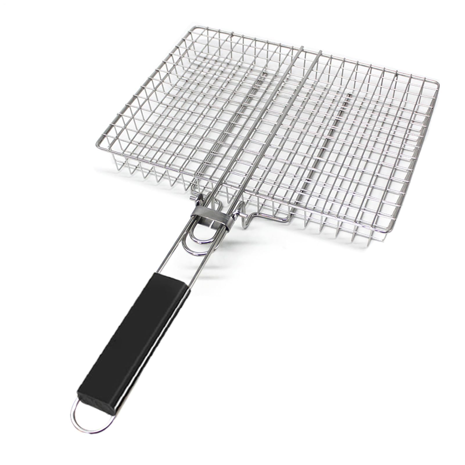 Griglia in acciaio inox – Griglia portatile per barbecue per cucinare all'aperto, grande cestino pieghevole per bistecche, verdure e feste barbecue | e facile da pulire