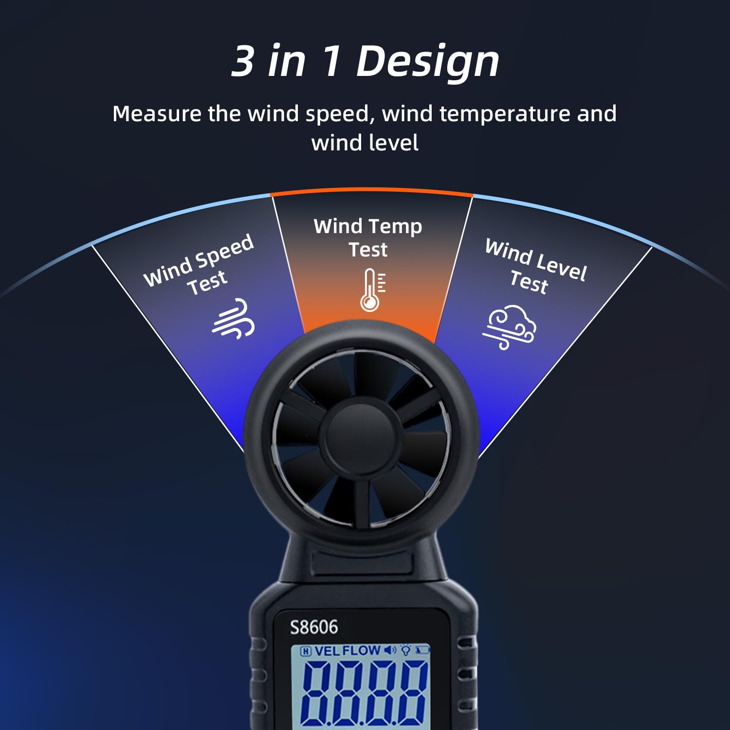 Mcbazel 3-in-1 Anemometer - Wind Speed, Temp & Chill -3